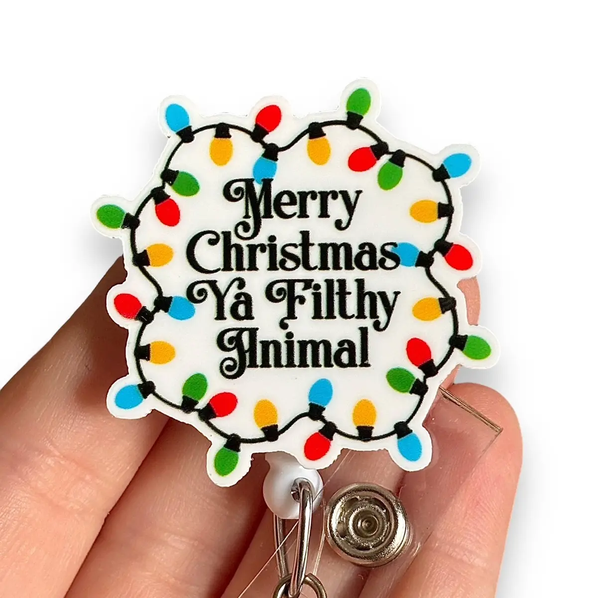 Glitter My Badge Christmas nurse badge reel for nurse and hospital workers. Badge clip Badge pull - Retractable swivel clip with a 360 rotation. Great gift for coworker.