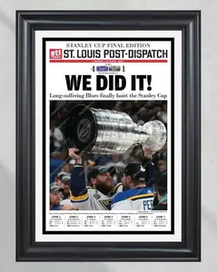 2019 St. Louis Blues Stanley Cup Champions Unframed Poster - Enterprise Center Newspaper Print - Gloria Era Hockey History - St. Louis Sports Wall Art