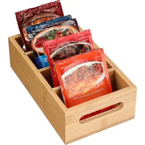 Seasoning Packet Organizer,  Storage Organizer with 4 Removable Dividers,  Storage  for Pantry Kitchen Cabinet, Kitchen Organization Bin with Handle for Snacks  Packets