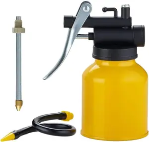 Hand Pump Oiler Can Professional Level 8 oz. Capacity Pump Oiler with Metal & Long Flex Spout