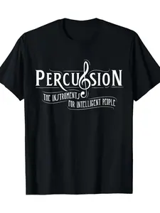 Funny 220G Plus Size T-Shirt for Drummers Featuring a Drum And Music Note Design, Perfect As a Gift.Ideal for Casual Wear at Concerts And Marching Bands