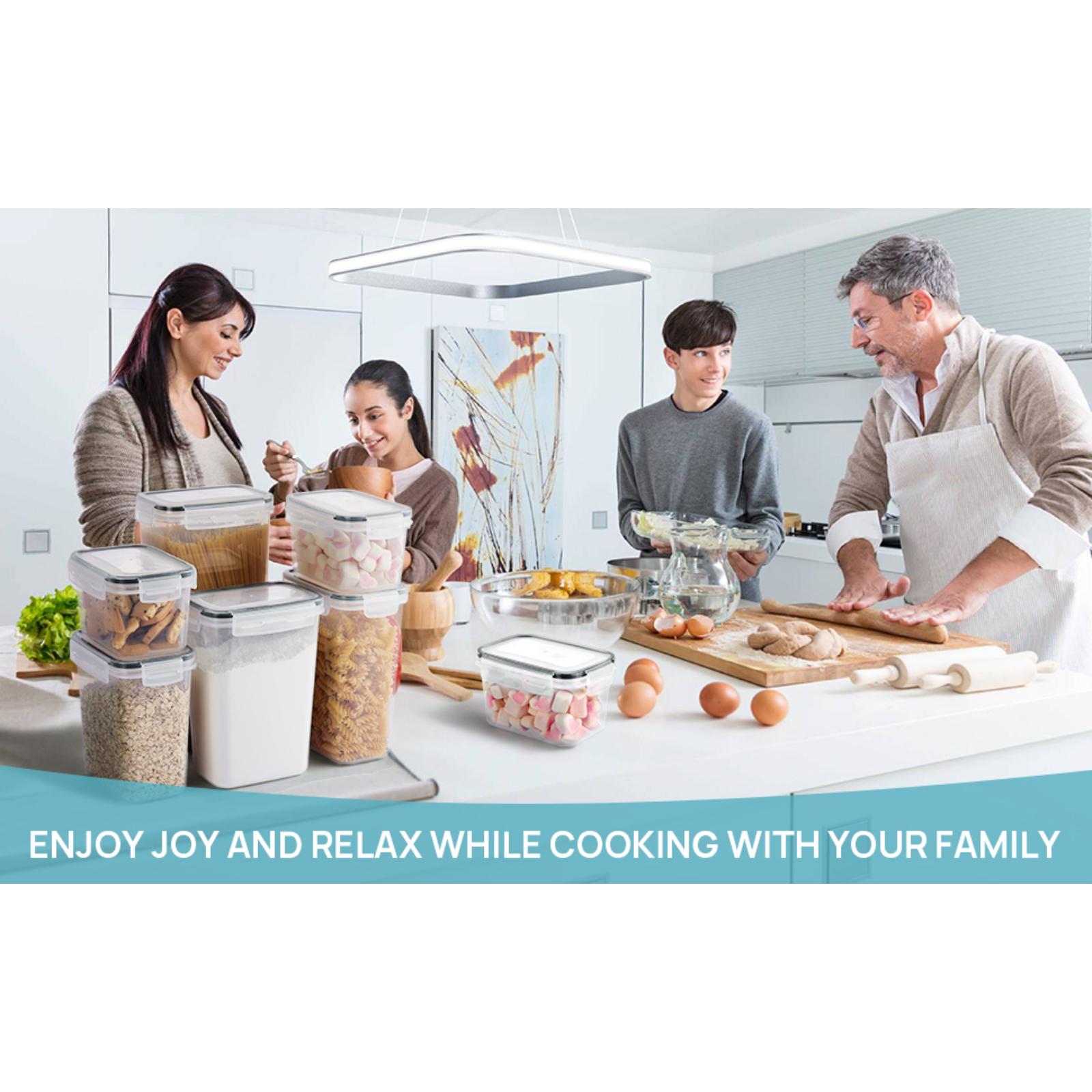 24 pcs Plastic Kitchen and Pantry Organization Canisters for Cereal Dry Food Flour and Sugar BPA Free Includes 24 Labels Black Storage Containers