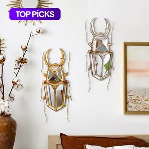 creative resin stag beetle wall decor, 1 count wall mounted hanging ornament, wall decor for home living room bedroom, hangable, wall art decor