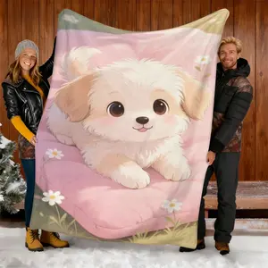 Cute Dog Pattern Fluffy Throw Blanket, Warm and Soft, Home Sofa Bedding, Multi-Purpose, Suitable for All Ages, Easy to Wash, Perfect Gift
