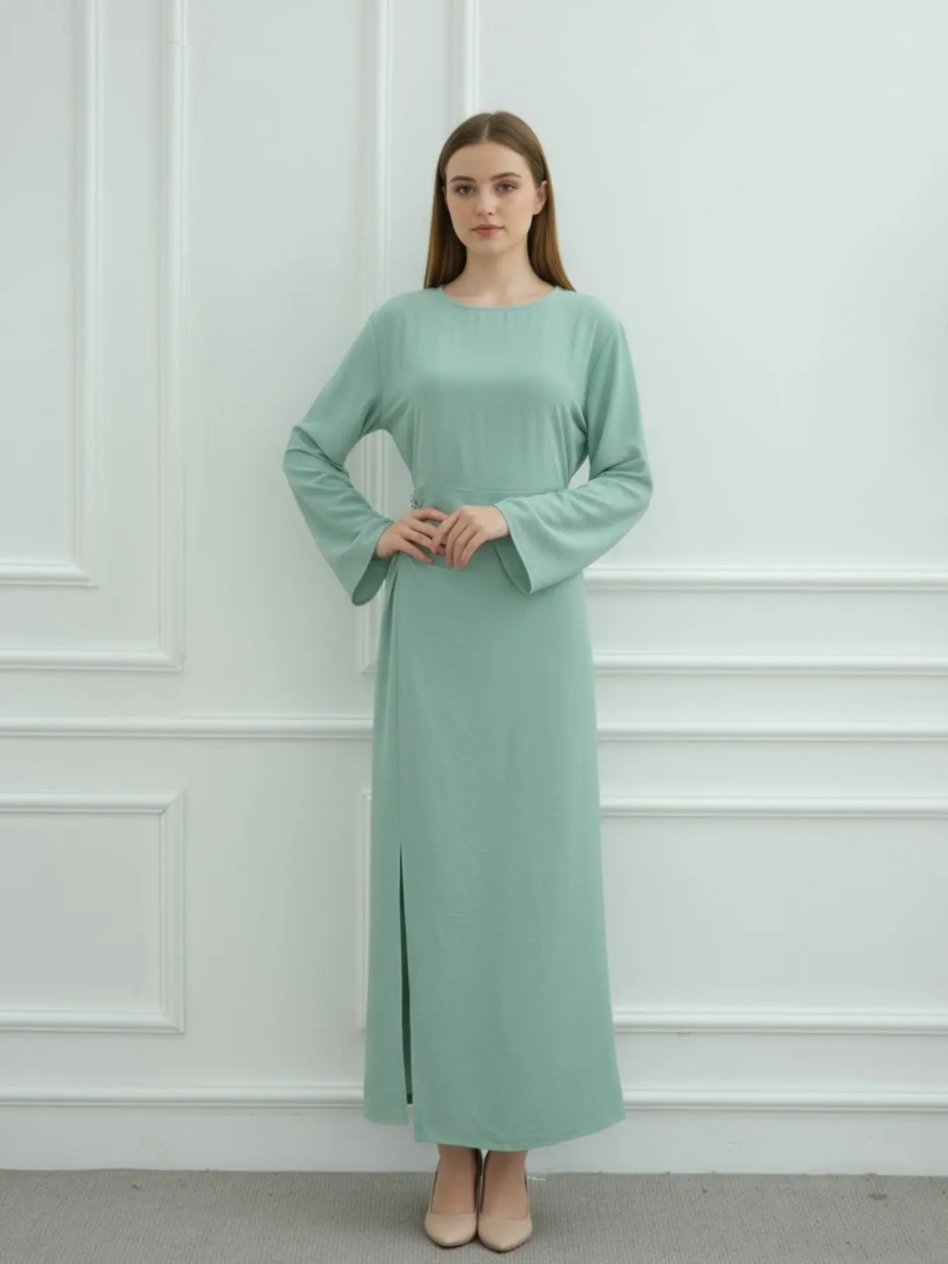 dress long sleeve t shirts Long sleeve T-shirt maxi dress Mauve / Large main image 1