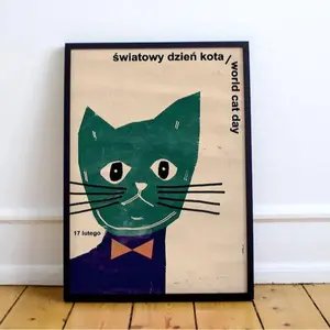 World Cat Day (Światowy Dzień Kota)  original polish poster, print, illustration, art
