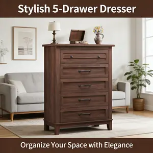 LH-Garvee 5 Drawer Dresser for Bedroom, 41.3" Vertical Dresser, Freestanding , Door Sideboard Cabinet White 8-DraweVersatile Floor Storage Cabinet Suitable for Any Home Style Ideal for Bedroom Living Room and
