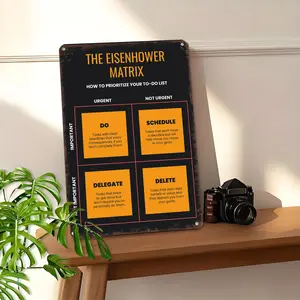 8x12 in Aluminum Eisenhower Matrix Task Prioritization Sign - Retro Vintage Productivity Wall Decor, Office Plaque, Aluminum-Based Stylish Home Sign (Home Supplies), Aluminum-Based Home Signs, Stylish Home Signs