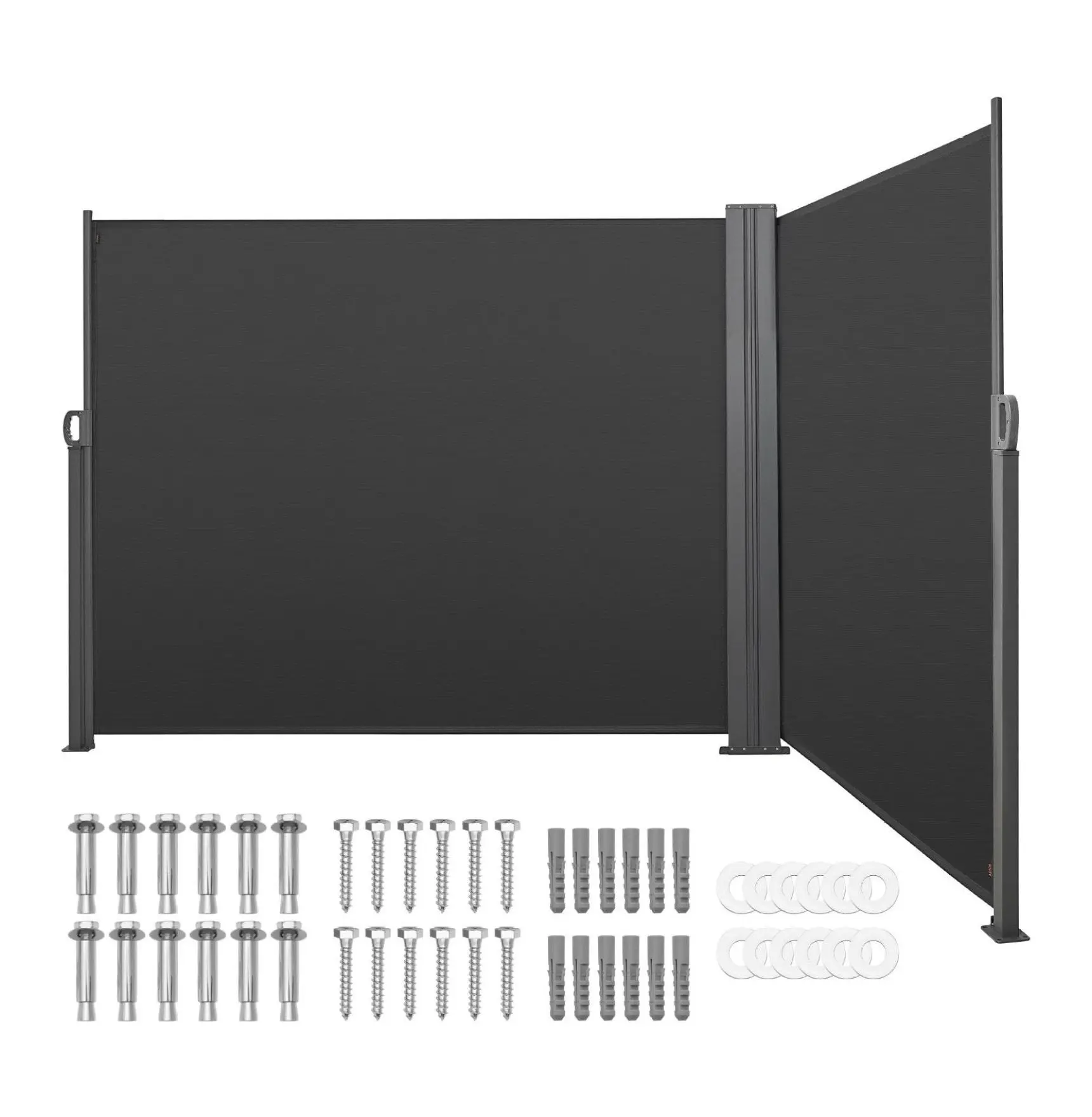 Retractable Side Awning 71x236", Patio Screen, Waterproof Sun Shade, Outdoor Privacy Divider - Garden, Balcony, Deck, Gray Default