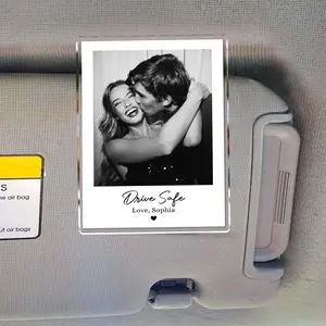 Personalized Couple Photo Car Visor Clip, Drive Safe I Love You Visor Clip, Christmas Gift for Boyfriend or Girlfriend, Drive Safe Gift