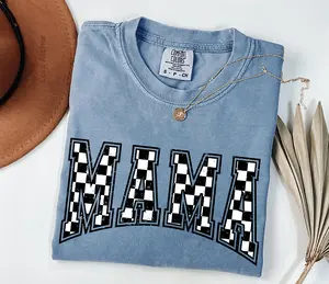 Comfort Colors Checkered Mama Shirt Gift for Mom, Retro Mom Tee, Mother's Day Gift, Vintage Checkered Mama Tshirt, Varsity Mom Shirt, Mother's Day Shirt - LORA ATCHER