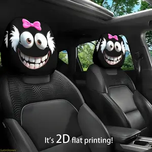 2-Pack Cute Cartoon Car Headrest Covers, Fun Designs for All Seasons, Perfect Halloween and Christmas Gift Ideas for Car Interiors, Cars, Car Interior Accessories