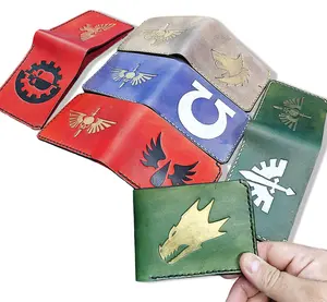 JP Leathercraft Warhammer 40k Bifold Wallet Handcrafted Vegetable Tanned Leather Durable Design 8+ Card Capacity Hand Painted Brass Stamp