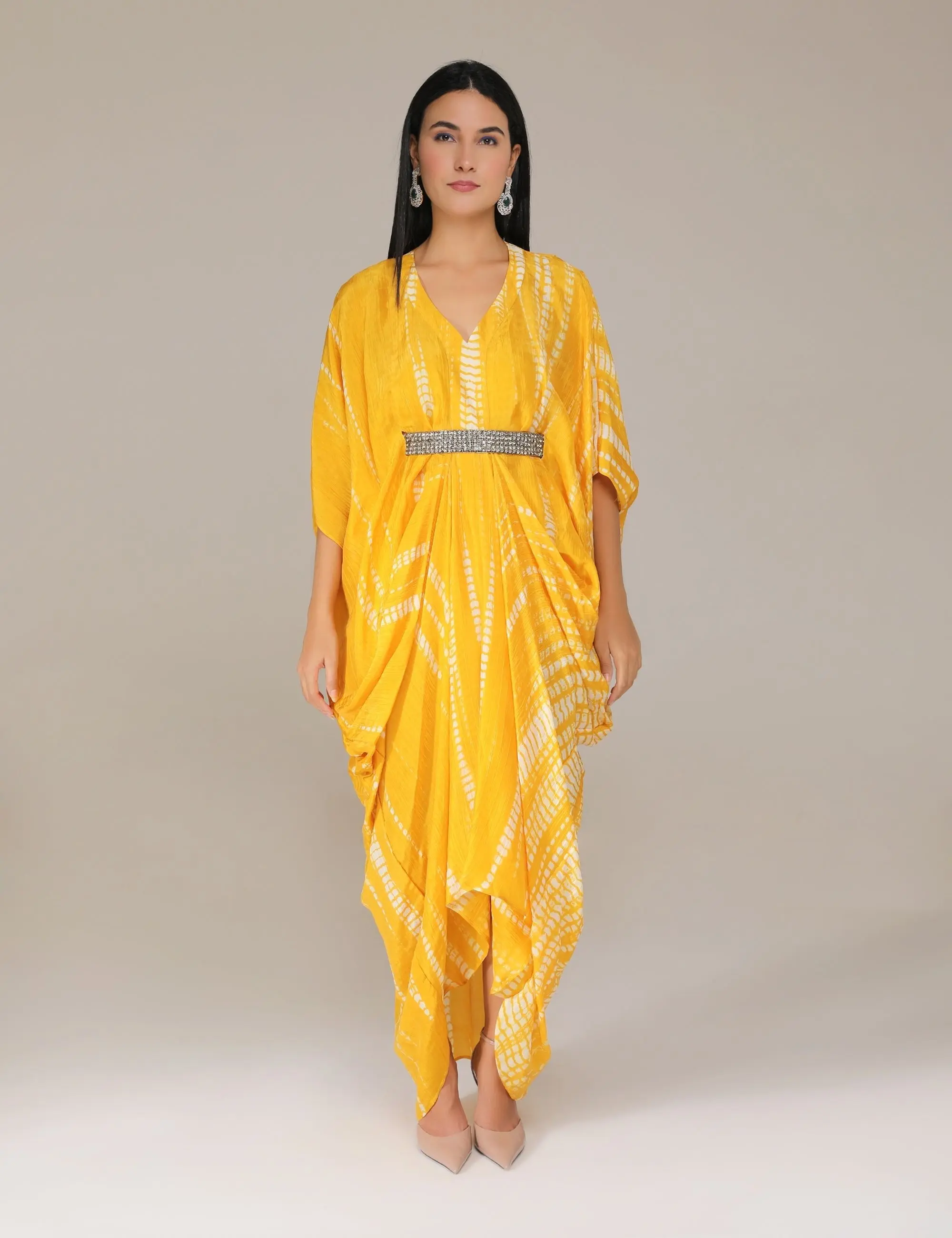 Yellow raya Drape Kaftan