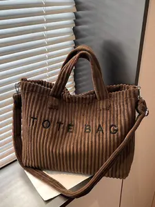 Gentle and retro minimalist tote bag with letter printing and detachable shoulder strap design, fashionable and niche high-end large capacity single shoulder crossbody bag, suitable for shopping and gatherings in the mall, Casual Shoulder Bag
