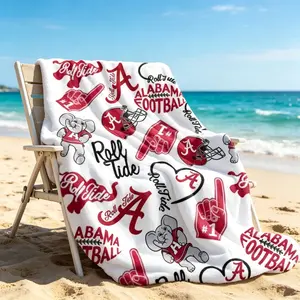 Alabama Crimson Tide Velveteen Plush Blanket for Kids & Adults, Bama Fan Gift Soft Cozy Kids Blanket Adult Blanket, Warm Football Theme Throw for Sofa Bed Couch, College Game Day Room Decor, Birthday Christmas Holiday Gift