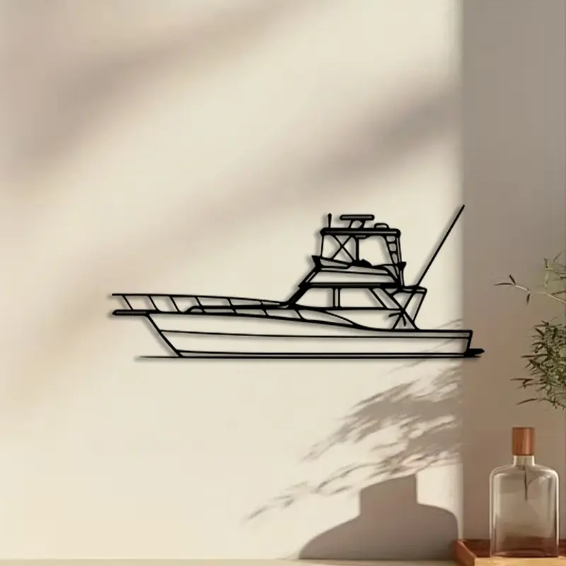 1pc Viking 41 Boat Metal Wall Art, Viking 41 Boat Statue Mural, Perfect for Lake House Wall, Summer Decor, Ideal Gift for Sailors, Premium Metal