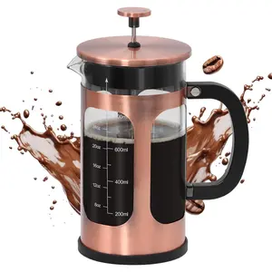 French Press Coffee Maker 34oz Coffee Press, Cold Brew Coffee Tea Pot for Travel, Heat Resistant Thickness Borosilicate Glass French Press (230C-Copper)