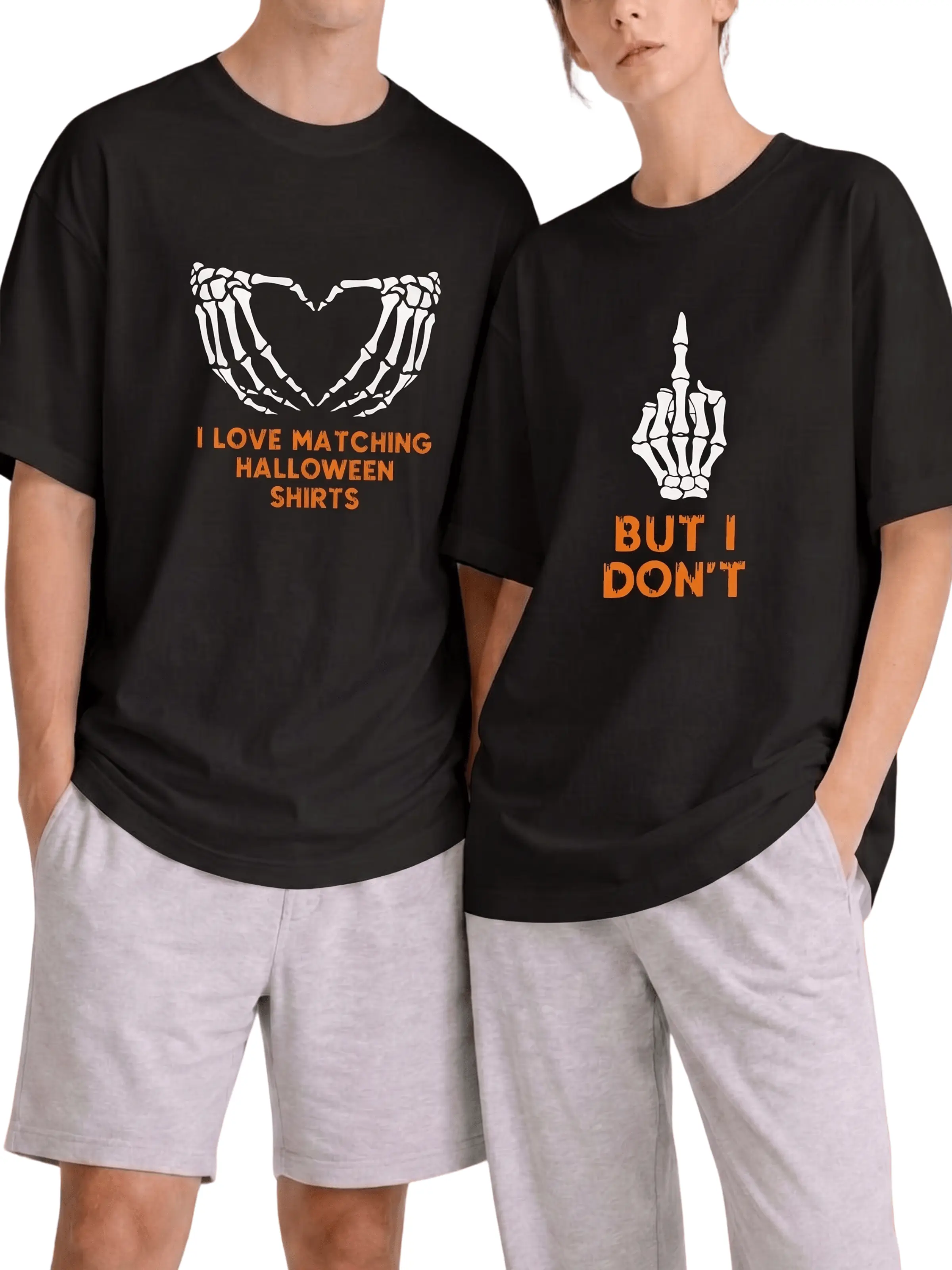 Funny Halloween Matching Couple Shirts, I Love Matching Halloween Shirts But I Don't Skeleton Hand T Shirt, Cute His and Hers Halloween Tee, Spooky Couples Costume Shirt, Halloween Gift for Couples