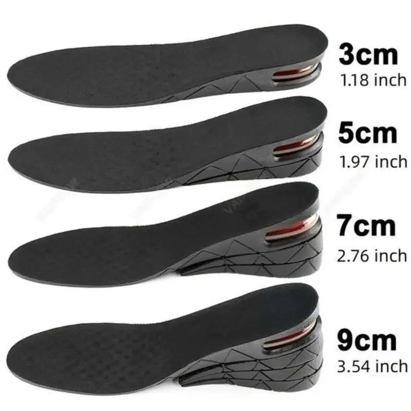 Hidden Height Boost Insoles for Men - Adjustable 1.2"-3.5" Heel Lifts with Heel Support, Rubber Sole, All Seasons Comfort, Shock-Absorbing, Breathable Fit for Sneakers, Dress Shoes, Athletic Wear