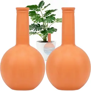 30 Oz Ollas Terracotta Watering Pots Large,  Watering Globes, Self-Watering Device, Terracotta Clay Watering Pot with Lid, Refill 2 Week Auto Irrigation System for Indoor & Outdoor (2 Packs)