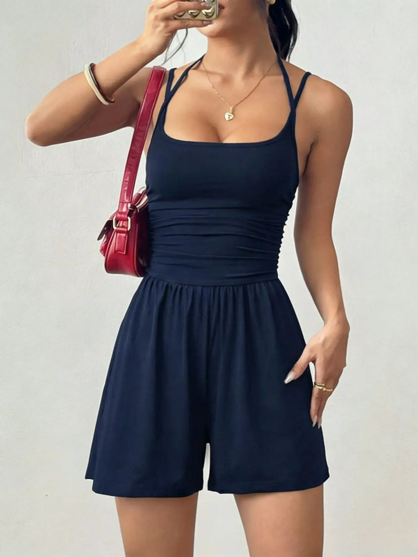 Women's 2026 Versatile Casual Fitted Backless Jumpsuit, Spaghetti Strap Smocked Bodice Flattering Slim Fit Elegant One-Piece Romper for Club Evening Date Vacation Daily Wear Women's 2026 Versatile Casual Fitted Backless Jumpsuit, Spaghetti Strap Smocked Bodice Flattering Slim Fit Elegant One-Piece Romper for Club Evening Date Vacation Daily Wear