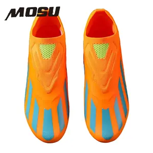 Color Changing AG Men's Soccer Shoes - Lightweight and Durable Non-Slip TPU Outsole, Quick Dry and Breathable Design, Non-Slip Grip, All-Weather Indoor/Outdoor Use, Bright Orange/Neon Blue Color Variation Suitable for Training and Competition professional