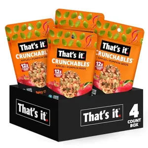 That's it. Crunchables (Apple + Spicy Chili) Plant Based Protein, Gluten-Free Crunchy Snack Mix, (4 Packs x 2.5oz) Perfect for Salad Topper and Yogurt Topper