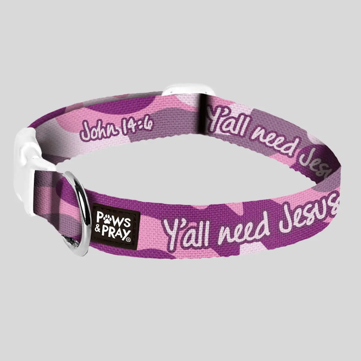 Paws & Pray Adjustable Length Dog & Cat Collar - Y'all Need Jesus Design, Suitable for 4-Legged Friends, Ideal for Greeting Friends & Strangers