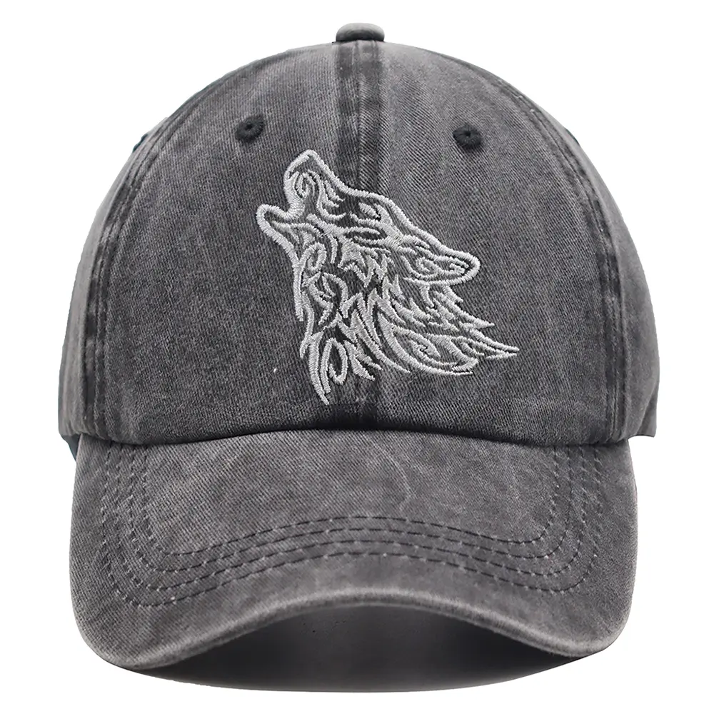 Funny Baseball Cap for Men Women, Animal Wolf Hat, Birthday Gifts for Wolf Lovers, Tribal Wolves Howling 3D Embroidered Adjustable Ball Cap