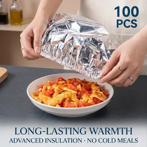 50/100 PCS Home dining table & food container aluminum foil heat-retaining cover, kitchen food insulation and freshness keeping, high-quality aluminum foil-YY1
