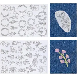 50 count Water Soluble Wash  Hand Sewing Stabilizers for Embroidery Fabric Embroidery Stabilizers with Boho  for Hand Sewing Lover (Blossom)
