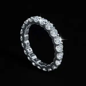 【#Y56】(Rika) Full Synthetic Moissanite 2.6CT Plain Band 925 Sterling Silver Women’s Ring, Fashionable Versatile Everyday Jewelry, Engagement Wedding Gift for Her