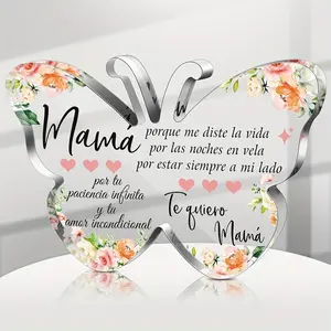 Butterfly Shaped Acrylic Ornament, 1 Count Flower Pattern Religious Inspirational Gift, Desk Decor, Bible Verse Prayer Gift for Women