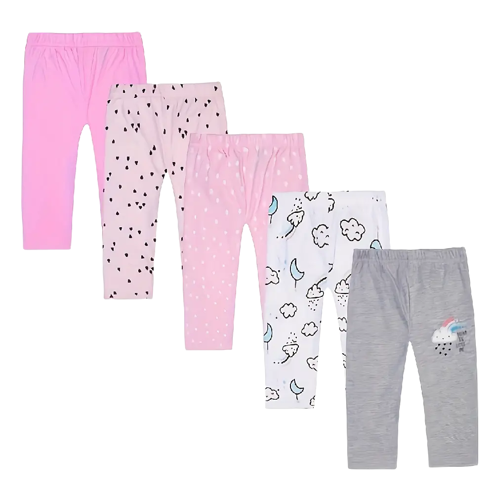 JY.COZY FOR BABY 5-Piece Organic Cotton Baby Clothing Set, Unisex Long Pants for Newborn & Infant Homewear, Soft Breathable Sleepwear, Premium Soft Sleepwear, Cute Look, Elastic Waist, Cuddling, Pants Set, Newborn Pajamas, Snug Fitting Sleepwear