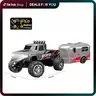 Hotfree 1/64 Mini RC Monster Truck Crawler, Metal Body Off‑Road RC Stomper with Trailer, 2.4GHz Remote Control, 3‑Speed Adjustable, USB‑C Rechargeable, LED Lights, Indoor Outdoor Desktop RC Car Toy, Christmas Birthday Gift for KIds Boys