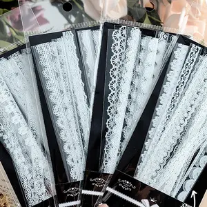 Lace Stickers Set -  120 count  PET White Lace Stickers for Decoration Planners Scrapbook Laptops Journals Cups Vase Flower Pot Crafts Photo Frame