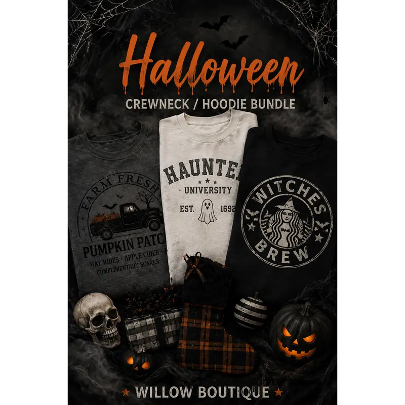 (2) Spooky Graphic Sweatshirt/Hoodie Bundle