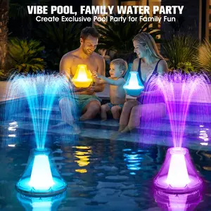 UniWater Rechargeable RGB Floating Pool Fountain, 3 Spray Modes, 4500mAh Battery with Anti-Drift Anchor for Above Ground & Inground Pools, White Solar Wind Chimes Poolfountain