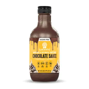 Lakanto Sugar Free Chocolate Sauce - Monk Fruit Sweetener with Erythritol, Perfect for Ice Cream, Coffee, Baking, Pancakes, Gluten Free Dessert Topping, Waffles, Low Carb, Vegan, Keto Friendly (16 Fl oz)