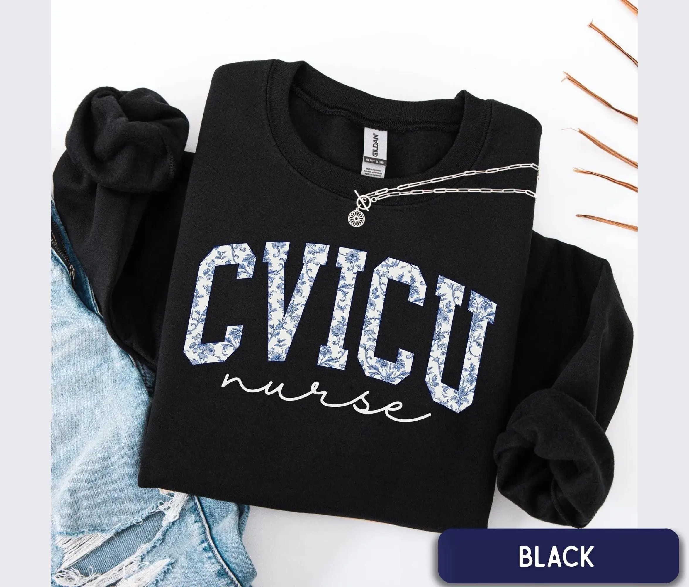 CVICU Nurse Sweatshirt, Cardiac ICU Nurse Crewneck, Floral CVICU Nurse Shirt, Cardiovascular icu Nurse