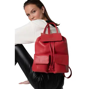 Red - Pebbled Leather - Backpack