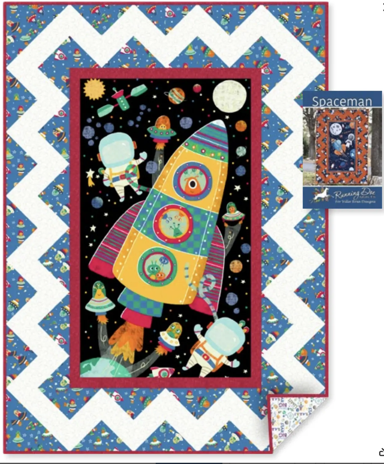 Spaceman Kit- Red and White Quilt Kit