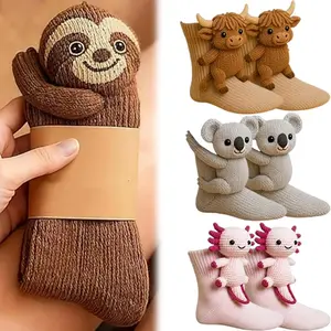 2026 3D Knitted Animal Cute Socks Cozy Fuzzy Thick Warm Plush Kawaii Socks for Women Teens Kids Home Winter Party Sockings Gift