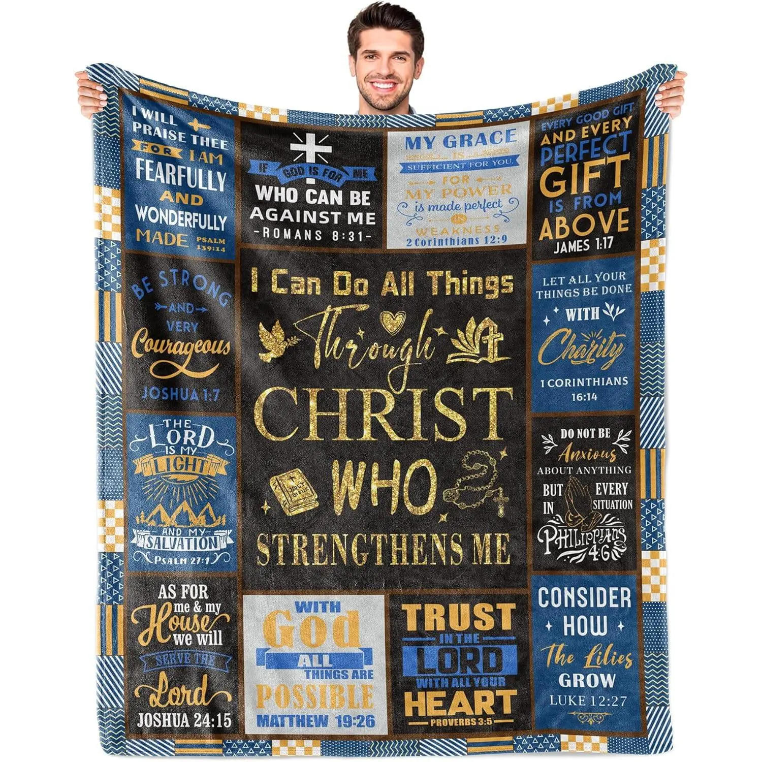 Bible Verse Gift Idea Christian Gifts for Men, Religious Gifts for Men, Baptism Gifts for Boys, Spiritual Inspirational Gifts for Man, Bible Catholic Gifts, Confirmation Gifts for Boys, Christian Blanket