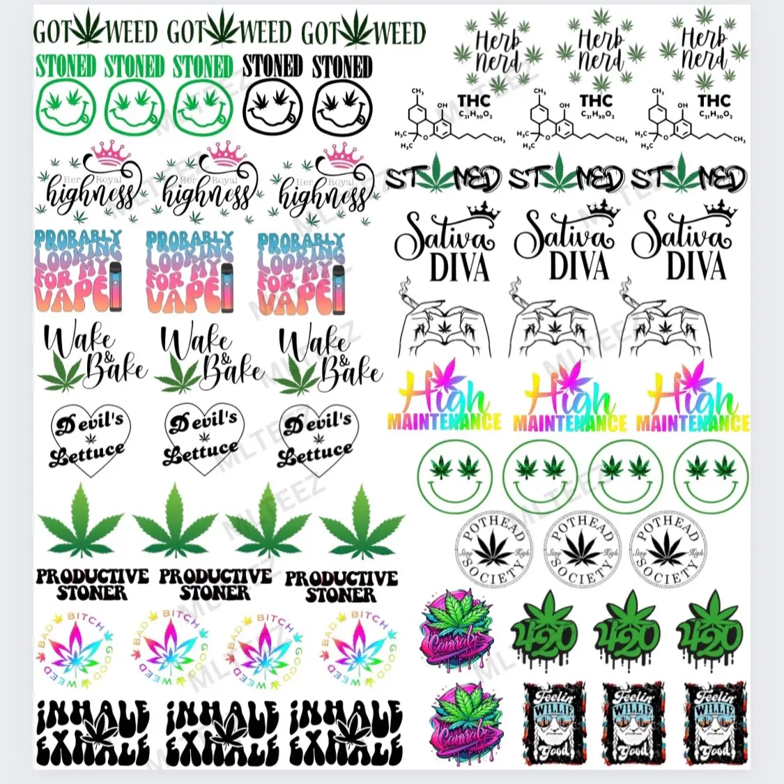 Herb Nerd Trucker Hat size DTF Transfers Gang Sheet 22Wx 24L DIY Direct to Film T shirt transfers or hat transfers