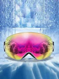 Outdoor Sports Ski Goggles, Windproof Ski Goggles, OTG Snowboard Eyewear, Replaceable Anti-Fog Lenses, UV 400 Protection, Unisex Winter Glasses