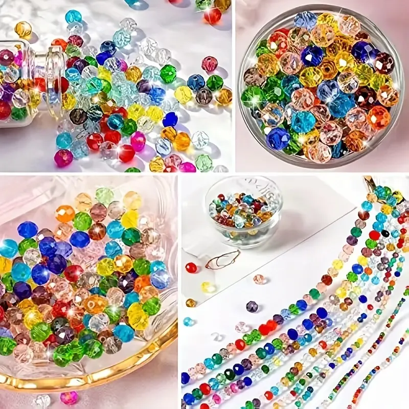 660 pcs Random color Mixed Sparkling AB Crystal Glass Beads for Jewelry Making DIY Bracelets Necklaces Earrings Perfect for easter decorations for home Crafts Fashion Gift Making