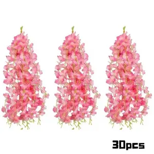 Artificial Wisteria Hanging Decor Set, Synthetic Vine Ceiling Cover, Wedding Party Holiday Decoration, Indoor Outdoor Use, 30 Pieces