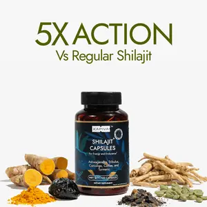 Kapiva Shilajit Plus Capsules | Lab-Tested Shilajit with Ashwagandha, Gokshura & Black Musli | 85+ Trace Minerals & Fulvic Acid | Energy, Stamina & Vitality Support | 60 Capsules